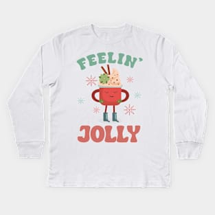 Feeling Jolly Christmas Colorful Text Kids Long Sleeve T-Shirt